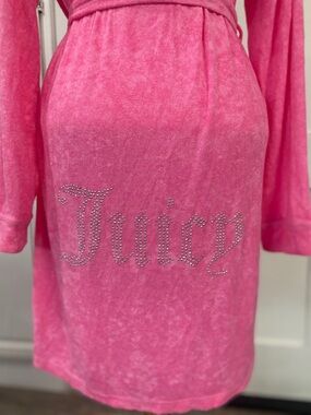Juicy Couture Pink Velour Robe  L XL Queen Bling Barbiecore
